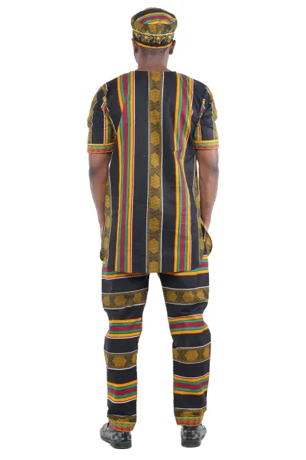 04 - Kente Embroidered Pant Set For Men - XL - Image 3