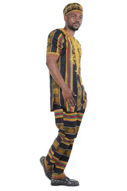 04 - Kente Embroidered Pant Set For Men - XL - Image 4