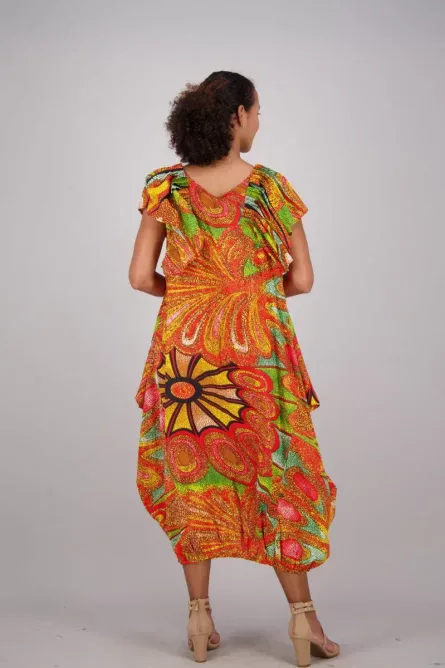0003 - Sunburst Bliss African Print House Dress - Image 3