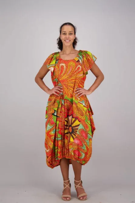 0003 - Sunburst Bliss African Print House Dress - Image 4