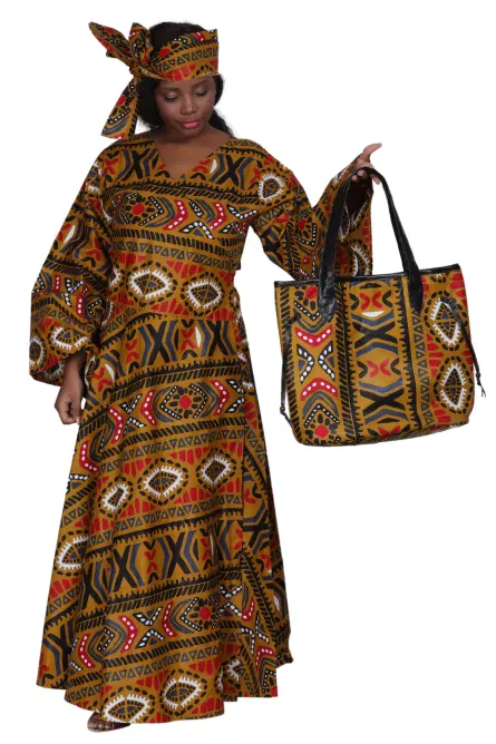 092 - Tribal Flame Ankara Tote - Image 1