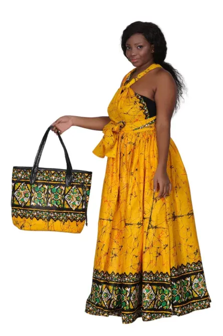 092 - Golden Roots Ankara Tote - Image 1
