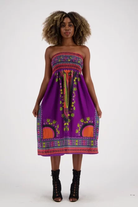 0000 - Purple Dashiki Print Dress Skirt