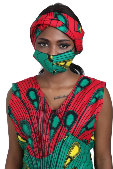 0014 - Sunburst Feather Sleeveless Ankara Dress - Image 2