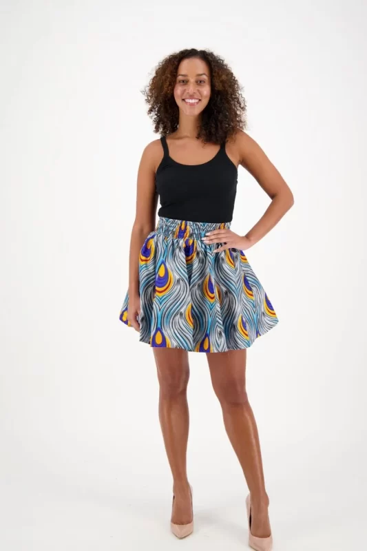 0040 - Blue Ember Ankara Mini Skirt