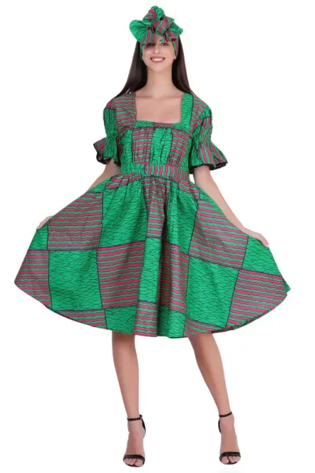 0017 - Emerald Harmony Smocked Midi Dress Set - Image 2