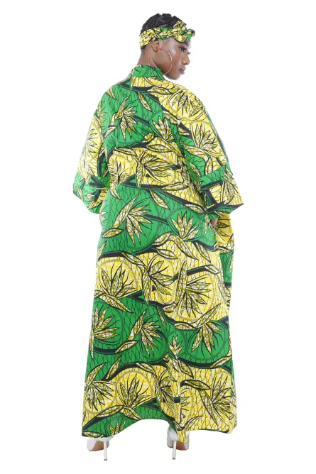 0020 - Lemon Leaf Ankara Kimono Jacket Set - Image 3