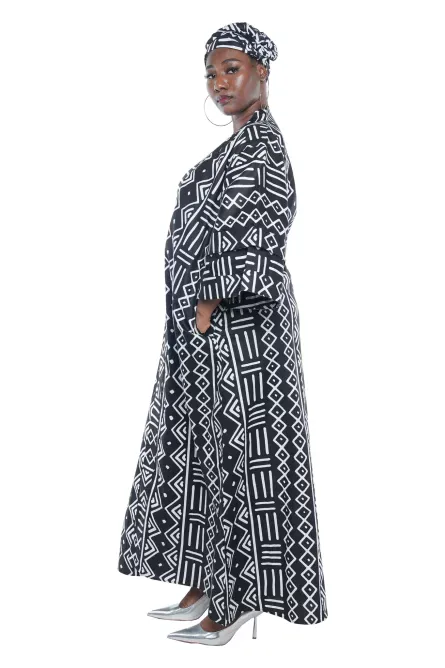 0020 - Monochrome Majesty Ankara Kimono Jacket - Image 3