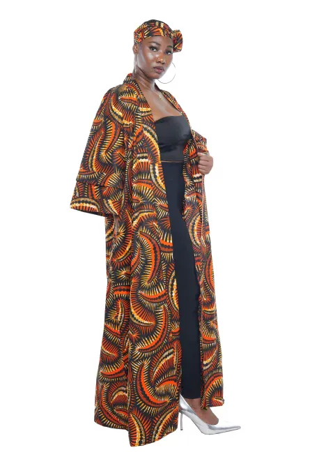 0020 - Amber Blaze Ankara Kimono Jacket Set - Image 2