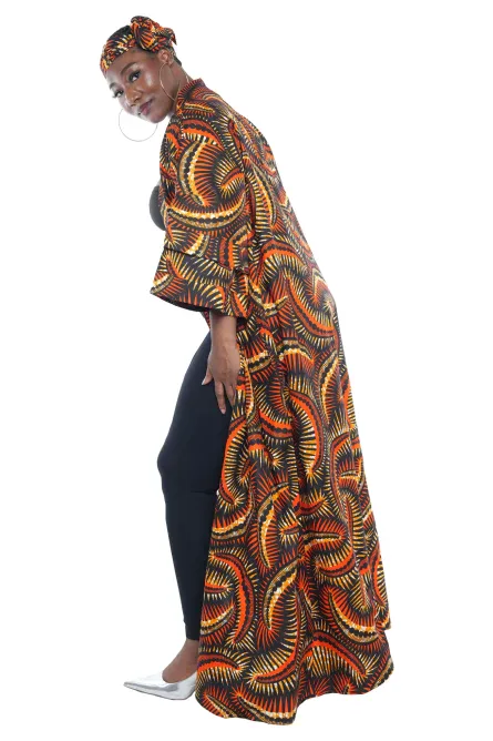 0020 - Amber Blaze Ankara Kimono Jacket Set - Image 3