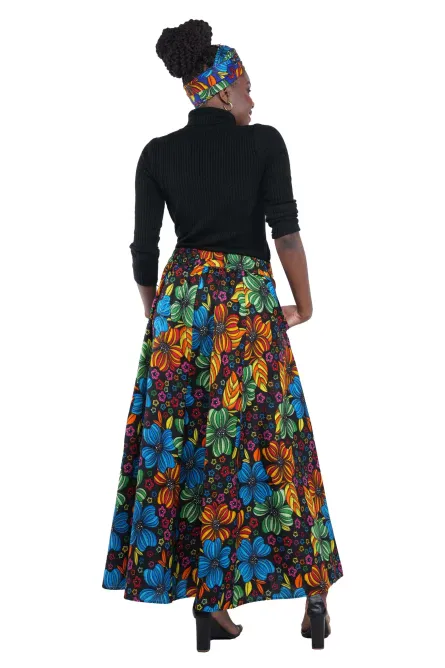 0050 - Multicolor African Floral Maxi Skirt Set - Image 4