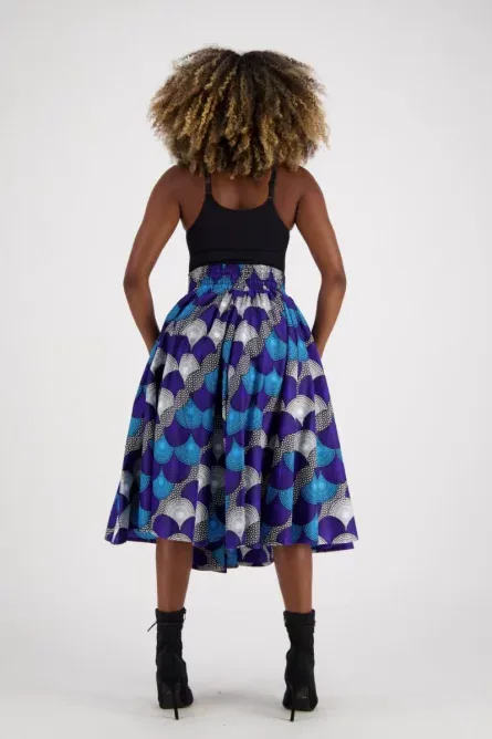 0042 - Ocean Hues African Print Skirt - Image 4