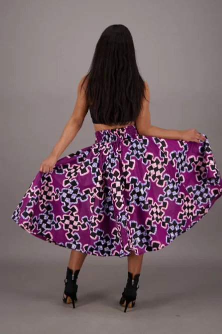 0042 - Purple Majesty Ankara Skirt - Image 3
