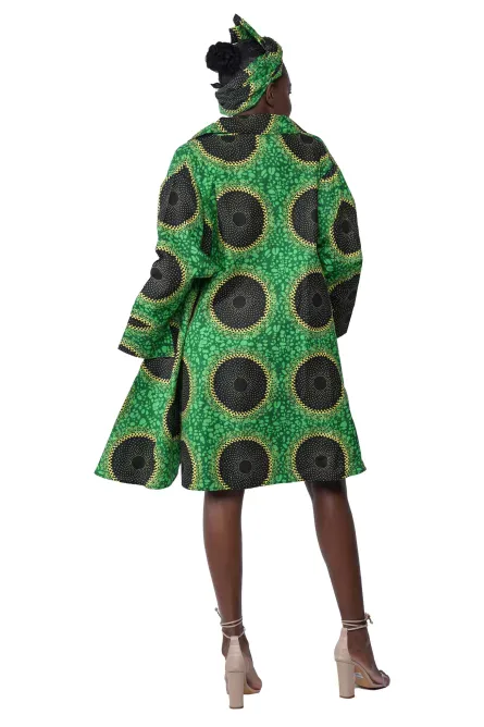 0006 - Emerald Eclipse Ankara Swing Dress - Image 2