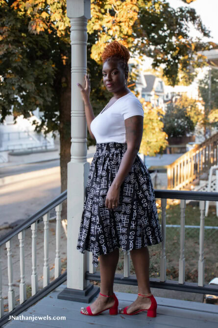 0042 - Monochrome Tribal Midi Skirt - Image 2