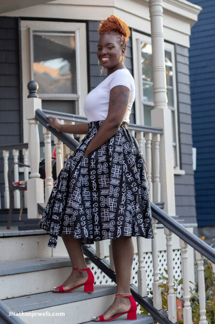 0042 - Monochrome Tribal Midi Skirt - Image 3