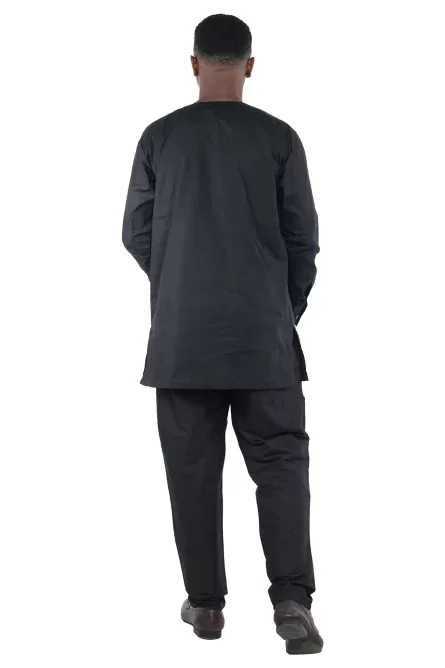 01 - Men’s Black Two-Piece Cotton Pant Set - Image 3