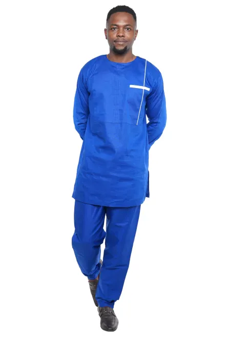 01 - Men’s Royal Blue Two-Piece Cotton Pant Set
