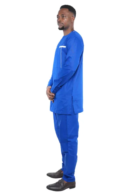 01 - Men’s Royal Blue Two-Piece Cotton Pant Set - Image 5