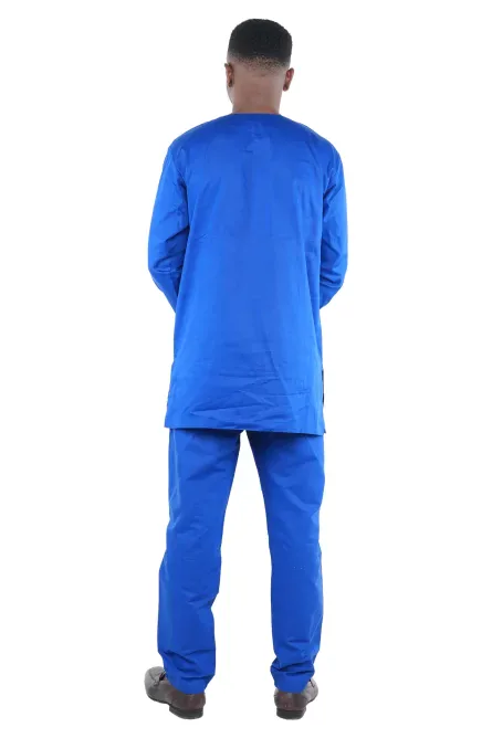 01 - Men’s Royal Blue Two-Piece Cotton Pant Set - Image 4