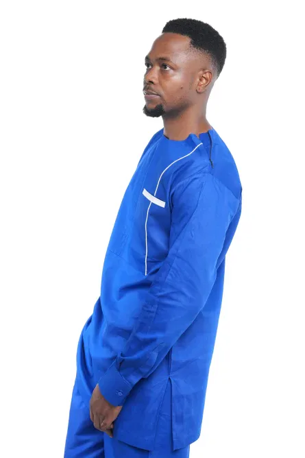 01 - Men’s Royal Blue Two-Piece Cotton Pant Set - Image 2