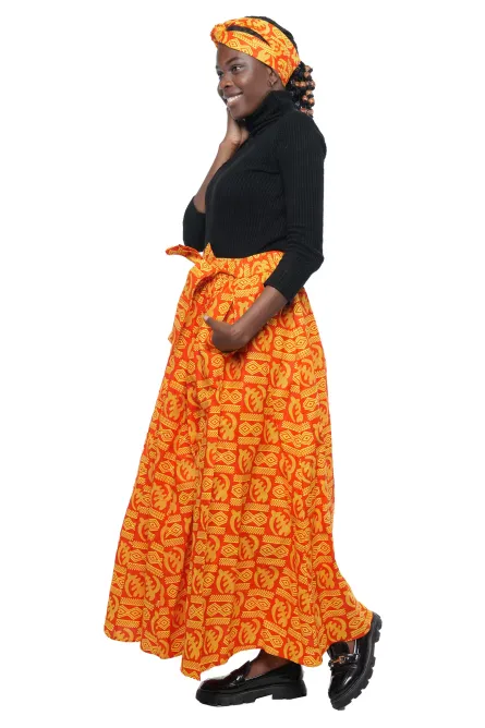 0047 - Golden Ember African Maxi Skirt - Image 4