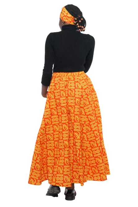 0047 - Golden Ember African Maxi Skirt - Image 3
