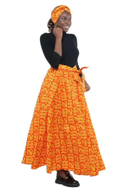 0047 - Golden Ember African Maxi Skirt - Image 2