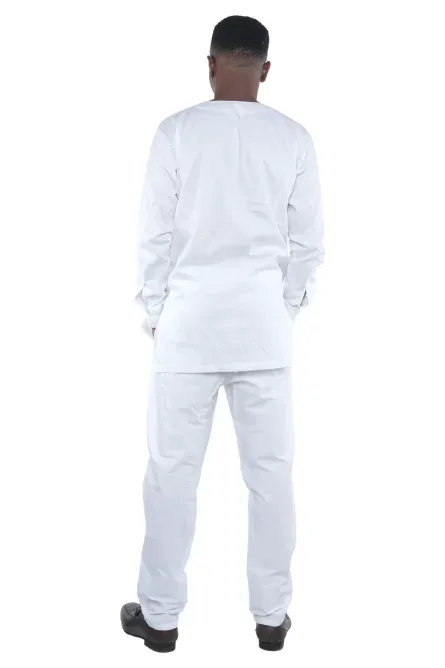 01 - Men’s White Two-Piece Cotton Pant Set - Image 2
