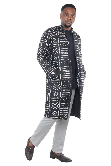 090 - Men’s African Print Long Statement Coat - Image 4