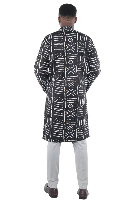 090 - Men’s African Print Long Statement Coat - Image 2