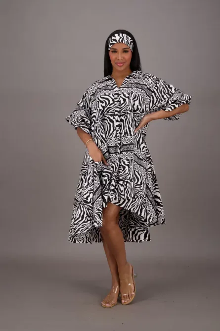 0009 - Zebra Print High-Low Dress - Image 2