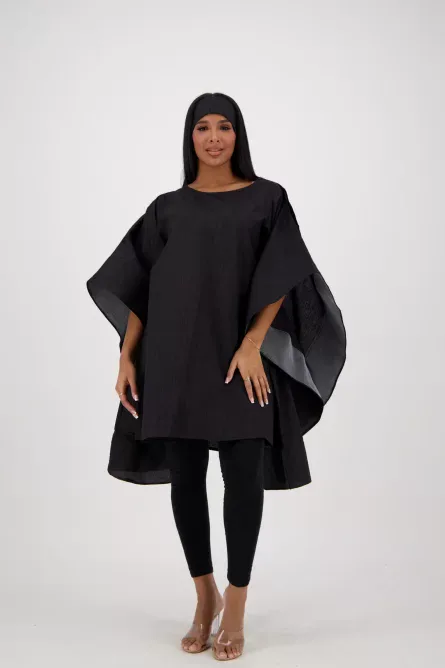 0004 - Black African Dress with Butterfly Sleeves - Image 2