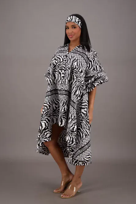 0009 - Zebra Print High-Low Dress - Image 4
