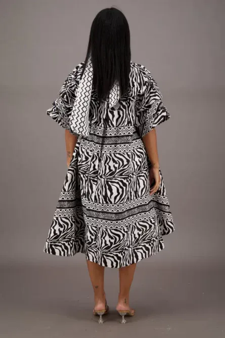 0009 - Zebra Print High-Low Dress - Image 3