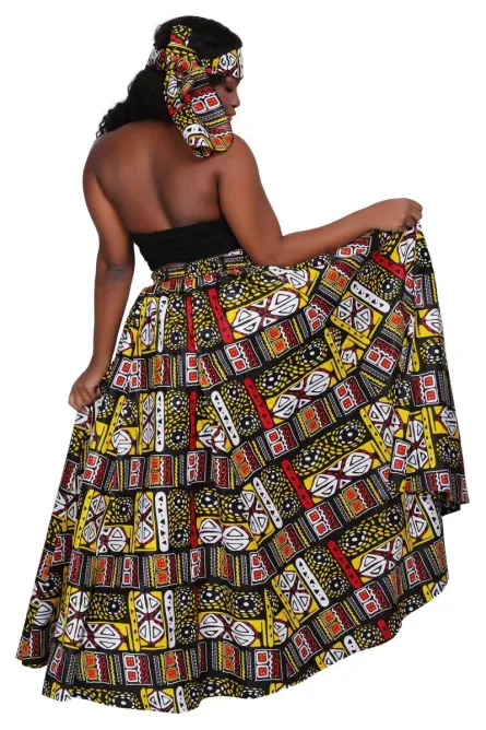 0047 - Tribal Vibe Ankara Maxi Skirt - Image 3