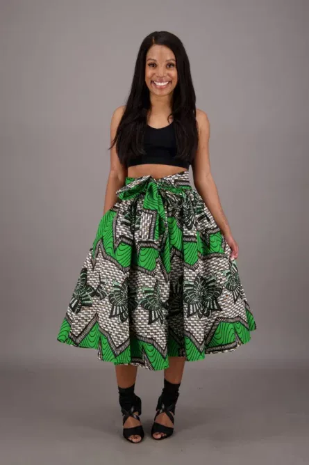0042 - Ankara Wax Print Midi Skirt - Image 3
