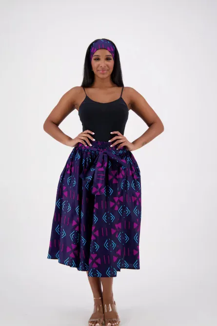 0042 - Ankara Midi Skirt with Matching Scarf - Image 3