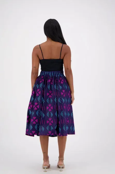 0042 - Ankara Midi Skirt with Matching Scarf - Image 4