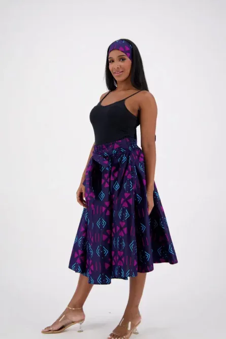 0042 - Ankara Midi Skirt with Matching Scarf - Image 5