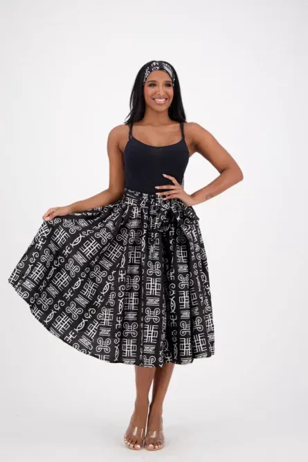 0042 - Monochrome Tribal Midi Skirt - Image 4