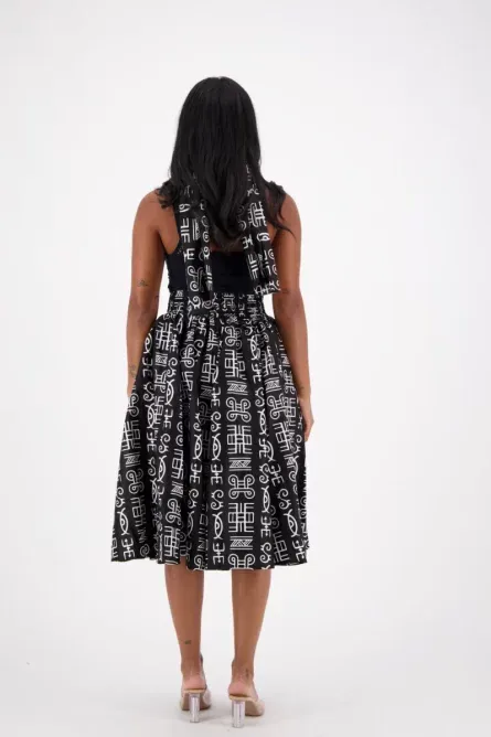 0042 - Monochrome Tribal Midi Skirt - Image 5