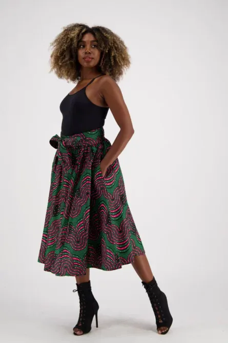 0042 - Pink & Green Midi Skirt - Image 2