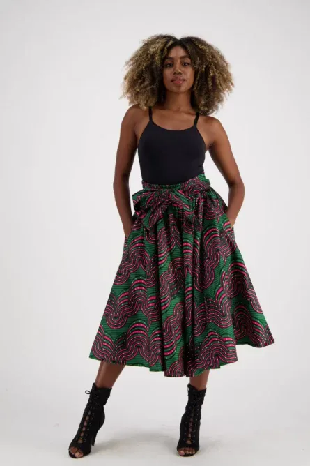 0042 - Pink & Green Midi Skirt - Image 3