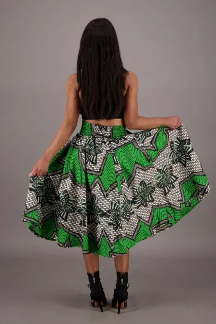 0042 - Ankara Wax Print Midi Skirt - Image 2