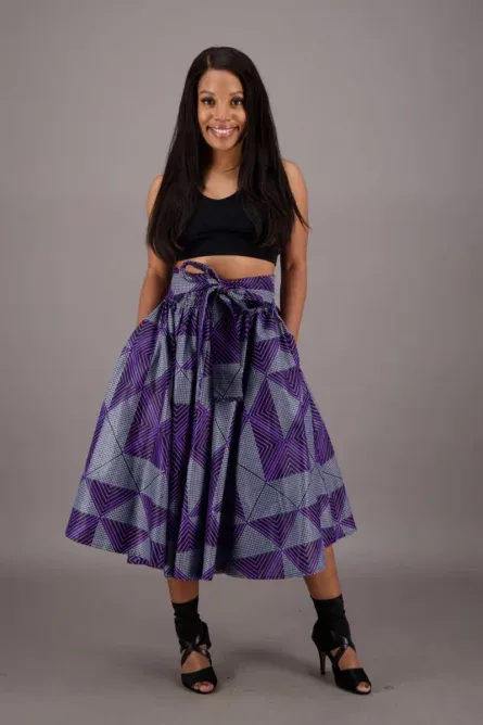 0042 - Purple Prism Ankara Skirt - Image 3