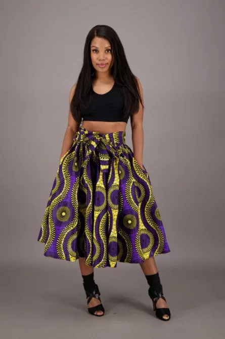 0042 - Royal Waves Ankara Midi Skirt - Image 2