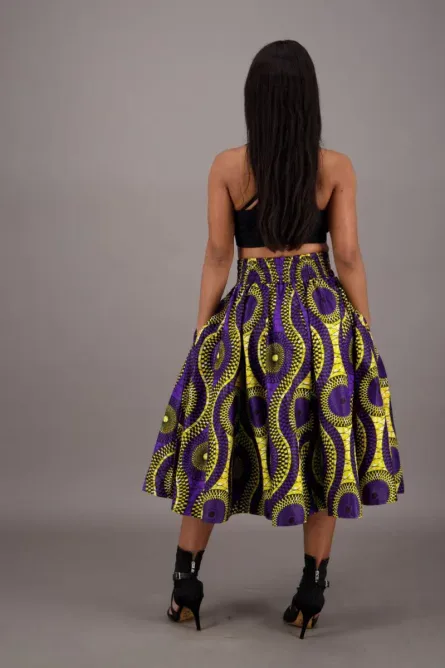 0042 - Royal Waves Ankara Midi Skirt - Image 3