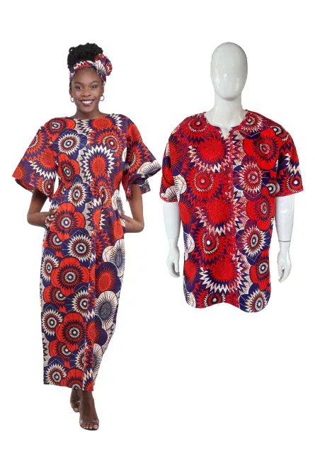 0080 - Sunburst Red African Couple Set