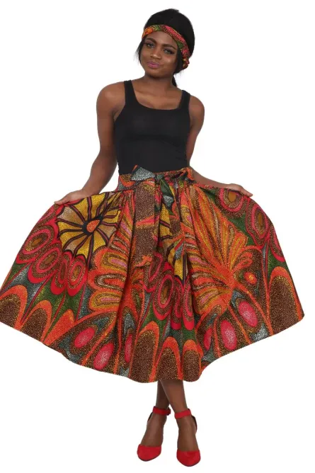0042 - Sunburst Bloom Ankara Skirt - Image 2